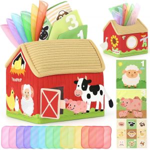 JGD-Jouet Bebe 6 Mois Jeux Montessori Jouet Sensoriel Bebe Bo&icirc;te &agrave; Mouchoirs Jouets D'activit&eacute; et de D&eacute;veloppement pour B&eacute;b&eacute;s 6 12 Mois - Neuf