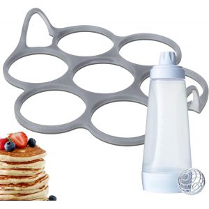 Subzonal-Moule &Agrave; 7 Anneau Cercle Pancakes Blinis Oeuf En Silicone Avec Distributeur M&eacute;langeur De Crepes - Neuf