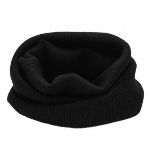 Écharpe D'hiver Tricotée Haute Élasticité, Couleur Unie, Douce, Épaisse Et Chaude, Faux Col Unisexe, Coupe-Vent, Résistant Au Froid, Cache-Cou Unisexe-Noir - Neuf