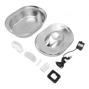 Hjlian Fontaine A Eau Automatique Silencieuse Et Amovible En Acier Inoxydable Pour Chats Et Chiens, 2 L, Prise Americaine 100-240 V - Neuf