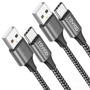 THEF-Câble USB C [3M, Lot de 2], Câble USB C Charge Rapide Nylon Tressé Câble Type C 3A Chargeur pour iPhone 16 15, Samsung Galaxy S21 S20 S10 S9 S8 A12 A21 A51, Huawei P40 P30 P20, Redmi Note 10 9 - Neuf