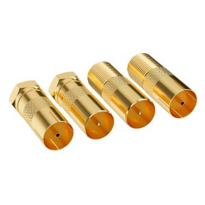 Lot de 4 adaptateurs d'antenne satellite-Fiche F et prise F vers fiche d'antenne et prise d'antenne-Kit d'adaptateurs de qualité supérieure pour connecteur d'antenne - Neuf