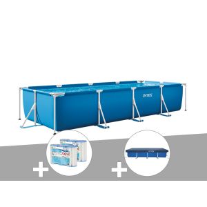 Kit piscine tubulaire rectangulaire 4,50 x 2,20 x 0,84 m + B&acirc;che de protection + 6 cartouches - Intex - Neuf