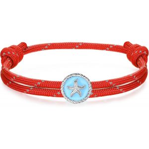 Eryi-Bracelet Nautique Homme Femme Argent 925 | Vague Poisson Croix Paracorde Bracelet Imperméable Réglable Pour Garçon | Mer Surf Bijoux Amitié Cadeau - Neuf
