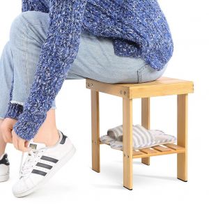 Hjlian Tabouret Escabeau Leger Et Multifonctionnel En Bambou Pour Enfants Avec Etagere De Rangement - Neuf