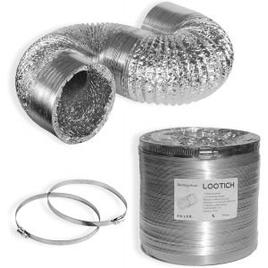 Tuyau d'Evacuation Flexible en Aluminium Gaine de Ventialtion Ø 153mm Longueur 2.5m Kit de Raccord pour Salle de bain Cuisine Sèche-linge avec 2 Colliers de Serrage en Acier - Neuf