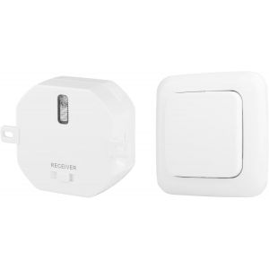 CHECARZHN--NO1-Kit Domotique Plug Et Connect - Pour Éclairage Sans Fil Jusqu'À 1 000 W - Module Encastrable Et Interrupteur Sh4-99564 - Blanc - Neuf