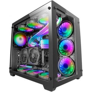 Mcv3, Bo&icirc;tier Gaming Custom Xxl E-Atx, Fen&ecirc;tres Lat&eacute;rales Et Frontales En Verre Tremp&eacute;, Structure Modulaire Double Chambre, Noir[ZHB0733] - Neuf