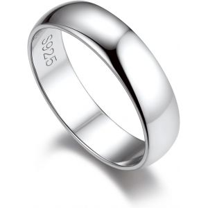 Tianyi-Bague Femme Homme En Argent 925 Alliance Anneau Simple De 2mm/3mm/5mm Personnalisable Taille 47/49/52/54/57/59/62/64/67 - Neuf