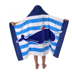 Serviette De Bain Pour Enfants, Serviette De Bain À Capuche Pour Enfants, Poncho Super Absorbant À Séchage Rapide Pour Baignoire/Piscine/Plage (127 Cm X 76 Cm, Narval) - Neuf
