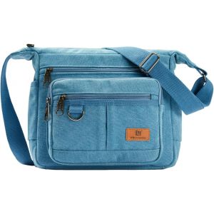 nzqaf-Rfid Sac messager à bandoulière avec porte-bouteilles d`eau, Sac à main pour ordinateur portable 13 pouce, porte-monnaie avec Portefeuille intégré, Pochette pour téléphone, Poches multiples - Neuf