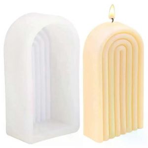 Arc En Ciel Bougie Moule Rayé En Forme De U Moule En Silicone Moule Abstrait En Résine Architecturale Pour Plateau À Savon Bougie Faite À La Main 1pc - Neuf