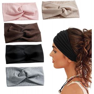 5 Pi&egrave;ces Bandeau Cheveux Femme, Bandeaux De Sport &Eacute;lastique, Bandeau Cheveux Large Serre T&ecirc;te Croix Nou&eacute;, Bandeaux De Coton De Yoga, Vintage Accessoires Cheveux, Bandeaux Mode Pour Femme Et Fille - Neuf