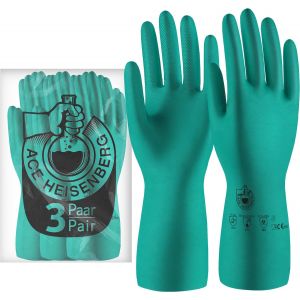 Gants Nitrile Heisenberg-3 pairs-R&eacute;sistants aux Produits Chimiques pour Travaux M&eacute;nagers et Industriels-Sans Latex,Imperm&eacute;able,pour Nettoyage et Vaisselle-EN 388/374-1/374-5-M - Neuf