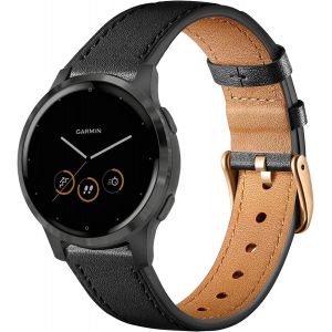 Genuine Leather Strap For Garmin Vivoactive 4s/3s, Venu 2s/3s, Fossil Gen 5e/6 42mm, Q Venture - 18mm - Neuf