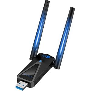 MEVRONISSHOP-Cl&eacute; WiFi, 1300Mbps Cl&eacute; USB WiFi 2.4GHz/5GHz Dual Band Internet, USB 3.0 Cpl WiFi, Antenne WiFi 2 x 5dBi High Gain WiFi Antennas, Compatible avec Windows 11/10/8/7/Vista/XP Mac Linux - Neuf