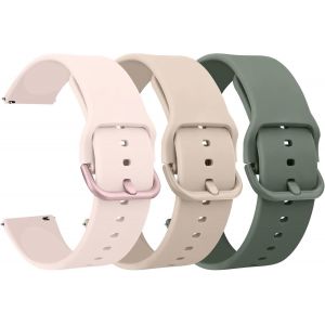 Kal-3pack Bracelets De Montres Silicone 20mm 22mm, Remplacement D&eacute;gagement Rapide Pour Femme Homme 20mm 22mm (20mm, Th&eacute; Au Lait/Rose/Avocat) - Neuf