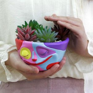 Plant Plante Pot Colorful Flower Pot Resin Statue Plancheur coloré pour le - Neuf
