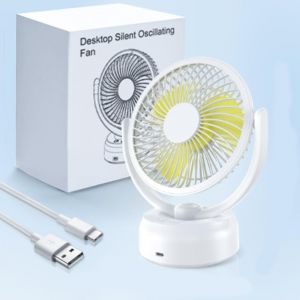 Ventilateur de Bureau Rechargeable,Ventilateur de Table,3 Vitesses,Ventilateur Silencieux et Puissant,Mini Ventilateur Portable pour Bureau Maison Chambre Camping Extérieur Cuisine Blanc - Neuf