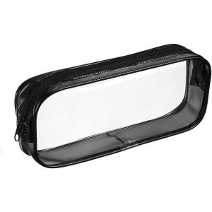 MAA-Trousse à crayons transparente ¿ Noir transparent étanche à fermeture éclair en PVC Sac de voyage Sac d'examen Trousse de maquillage Sac de rangement polyvalent pour l'école, le bureau, les - Neuf