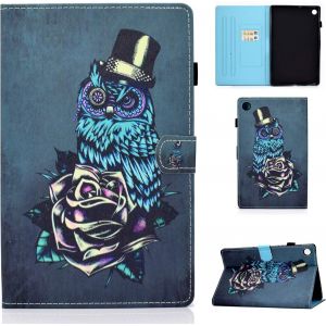 Kal-&Eacute;tui Coque Pour Samsung Galaxy Tab A8 10,5 Pouces 2022 2021 Sm-X200/ X205/ X207 Housse &Eacute;tui De Protection Avec Veille/R&eacute;veil Automatique Pour Samsung Galaxy Tab A8 2022/2021, Chouette Rose - Neuf