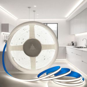 Ruban Led Cob 12v, Bande Led 5m Blanc Chaud 3000k Lumineuse Led Découpable Bandeau Largeur 8mm 320led/M Cri>90 Flexible Ruban Eclairage Intérieur Pour Chambre, Cuisine, Sans Alimentation - Neuf