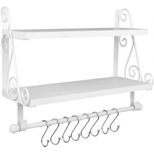 CAUC-&Eacute;tag&egrave;res Murale Rangement Etag&egrave;res Cuisine Porte-&Eacute;pices, Bois Etagere Douche Etag&egrave;res Flottantes pour Chambre Bureau Cuisine Salon - Neuf