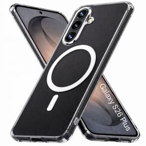 Coque pour Samsung Galaxy S26 PLUS - Silicone Transparent avec Cercle magn&eacute;tique int&eacute;gr&eacute; Phonillico&reg; - Neuf
