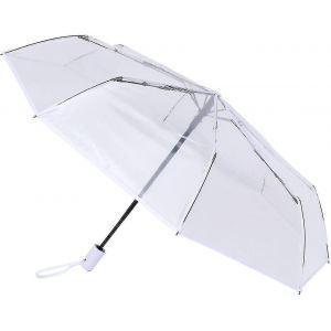 Parapluie triple pliant transparent entièrement automatique (rose) 1 pièce( Couleur: Blanc) - Neuf