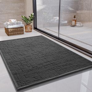 KAL-Tapis De Bain Antidérapant Super Absorbant Tapis Baignoire Doux Tapis Sortie De Douche Lavable Pour Salle De Bain Toilette(Gris Foncé,40 * 60Cm) - Neuf