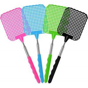 KALANKA-Soodyoow 4 Pièces Tapettes à Mouches Extensible, Tapetteà Mouche Coloré, Tapetteà Mouche Main pour Les Mouches,Les moustiques et Les Insectes - Neuf