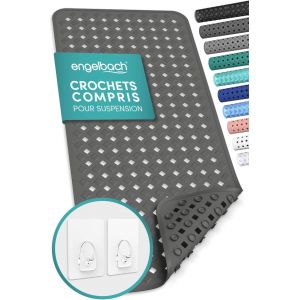 KALANKA-® Tapis de Baignoire antidérapant et Anti-moisissure 88x40cm avec 2 Crochets Inclus - sans BPA, Lavable en Machine - Neuf