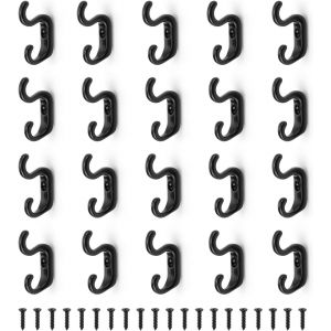 Tianyi-Vintage Murale Crochet 20 Pi&egrave;ces Pat&egrave;re Porte Manteau, Double Crochet Sup&eacute;rieur Et Inf&eacute;rieur, Style Minimaliste Pat&egrave;re Pour Manteau Salle De Bain Cuisinenoir - Neuf