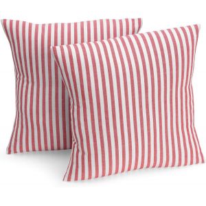 Cauc-Lot De 2 Housses De Coussin 40 X 40 Cm (Couleur Au Choix) &Agrave; Rayures Rouges Et Blanches U2013 Housse De Coussin, Coussin De Canap&eacute;, Coussin D&eacute;coratif, 100 % Coton, D&eacute;coration Pour N'importe Quel - Neuf