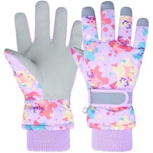 Gants De Ski Enfants Moufle Chaud Hiver Pour Gar&ccedil;on Fille Coupe-Vent Respirant Pu Les Palmiers Neige Ski Snowboard V&eacute;lo &Eacute;quitation Sport 2-13 Ans - Neuf