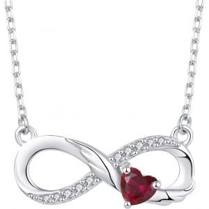 Collier Infini En Argent 925 Avec Ailes D'ange Et Pierre De Naissance Coeur Pour Femme - Neuf