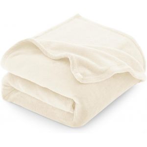 Ytfhg-Plaid Polaire Couverture Flanelle, Jeté De Canapé 130x150 Cm, Couverture Lit 1 Personne, Plaid Chaud Et Doux En Peluche, 150x130 Cm, Crème - Neuf