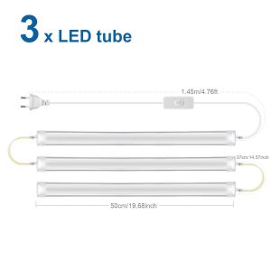 Lugh-3pcs Led Tube-Blanc Chaud25w/T8 Ac220v Tube Lumineux Led Barre En Aluminium Lampe &Agrave; Led Ampoule Avec Prise De Commutation Pour &Eacute;tude Bureau Boutique Garage Salon &Eacute;clairage 50cm - Neuf