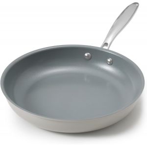 Kalanka-Poêle À Frire À Induction - 28 Cm - Antiadhésive - En Céramique - Pour Tous Les Types De Feux (Y Compris Induction) - Sans Ptfe Ni Pfoa - Avec Poignée En Acier - Gris - Neuf