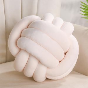Cauc-Coussin Noeud Blanc Lait, Coussins Rond Decoration Chambre, Coussin Deco Salon Aesthetic, Coussins Canape Decoration, Decoratif Lit Enfant, 22cm - Neuf