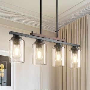 Subzonal-Plafonnier Moderne Noir, E27 Ferme Plafonnier Salon, 60w M&eacute;tal Verre Industriel Abat - Jour Cuisine &Icirc;le Chambre &Agrave; Coucher Salle &Agrave; Manger Couloir Plafond, 4 Lampes Sans Ampoule - Neuf