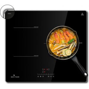 CHECARZHN--NO1-Plaque Induction 3 Feux Avec Cadre, Table De Cuisson Encastrable 60Cm, 6800W, 240V, Plaque Électrique 9 Niveaux, Commande Tactile À Curseur, Sans Pr - Neuf