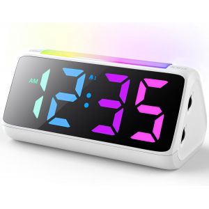 ERYI-Réveil Numérique Pour Enfants Avec Lampe, Affichage Led Couleur, Gradateur De Luminosité 0 - 100%, 2 Réveils, Volume D'Alarme 3, Réveil Pour Les Garçons Et Les Filles Dans La Chambre À Coucher ( - Neuf
