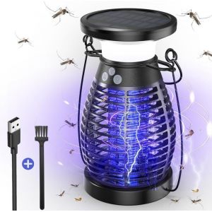 Anti Moustique Solaire Exterieur,3 IN 1 Lampe Anti Moustique Interieur,4200V UV Lampe Tue Mouche Électrique,USB Étanche Tueur d'Insectes pour Bureau Cuisine Jardin Terrasse Camping,Violet.[X120] - Neuf