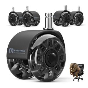 SUBZONAL-Lot de 5 roulettes pour chaises de bureau, 11 mm, hauteur 70 mm, pour sols durs, chaise de bureau, parquet, convient pour 98 % des roulettes de chaise, ne convient pas pour 1KEA, noires - Neuf