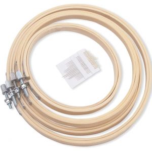 Mevronisshop-4 Pi&egrave;ces Tambours &Agrave; Broder En Bambou De Tailles Diff&eacute;rentes Bambou Anneau De Broderie Bois R&eacute;glable, Arceau De Broderie Cercle De Broderie Pour Art Craft Handy Sewing - Neuf