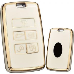 Étui de Protection pour clé de Voiture Land Rover Range Rover Sport Velar Evoque Freelander 2 Discovery Jaguar XF XJ XJL XE Coque de Protection pour clé de Voiture en TPU Doré/Beige - Neuf