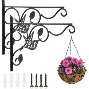 MEVRONISSHOP-Lot de 2 crochets muraux pour plantes suspendues de 30,5 cm avec vis en fer incluses, cintre d&eacute;coratif pour mangeoires &agrave; oiseaux, carillons &eacute;oliens, pot de fleurs d'int&eacute;rieur, lanterne, - Neuf