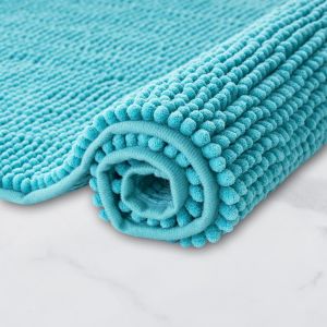 KAL-Tapis De Bain Antidérapant En Chenille | Super Absorbant Et Lavable En Machine | Pour La Salle De Bain, Douche, Baignoire Ou Comme Tapis Wc | Turquoise - 45X45 Cm - Neuf