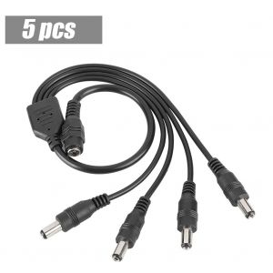 Lot de 5 cables adaptateurs repartiteurs d'alimentation CC (1 prise femelle vers 4 prises males) pour camera de securite CCTV LED - Neuf